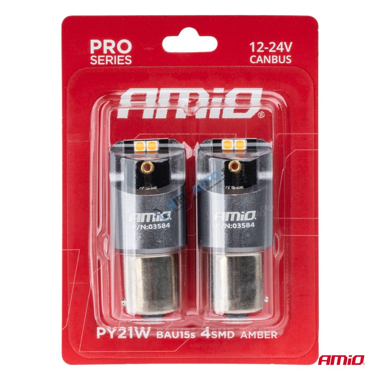 LED žiarovka FULL CANBUS PRO PY21W 4x3030 SMD amber 12V 24V