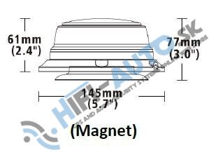 LED maják, 12-24V, 12x1W oranžový, magnet, ECE R65