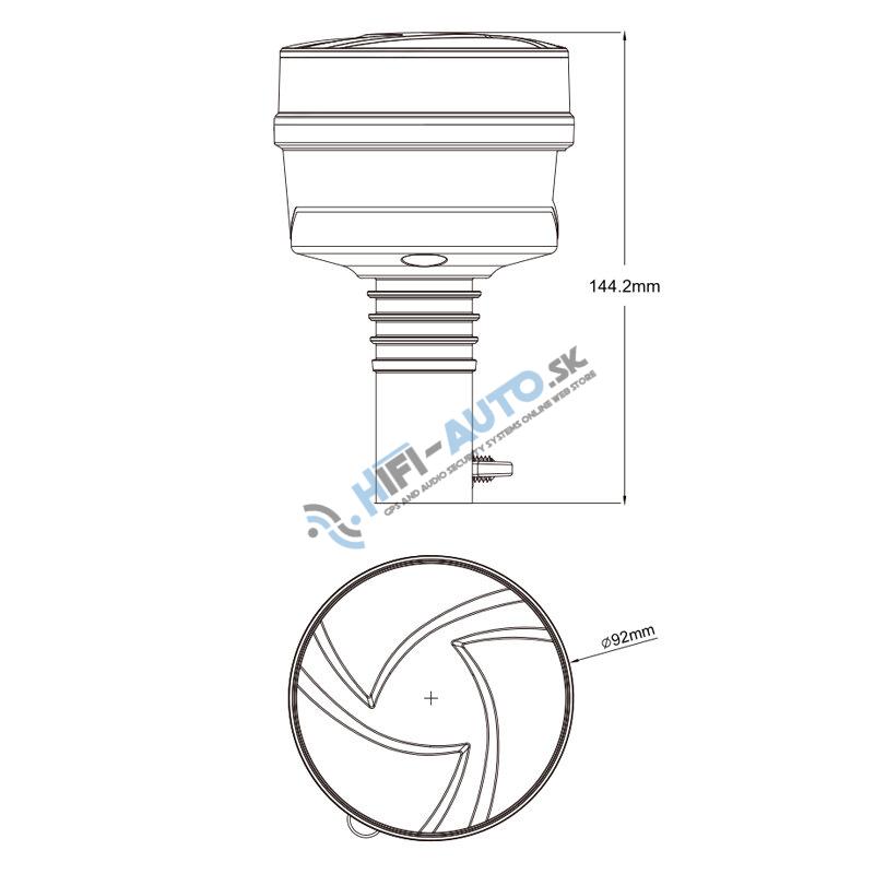 LED maják, 12-24V, 30x0,7 W oranžový na držiak, ECE R65