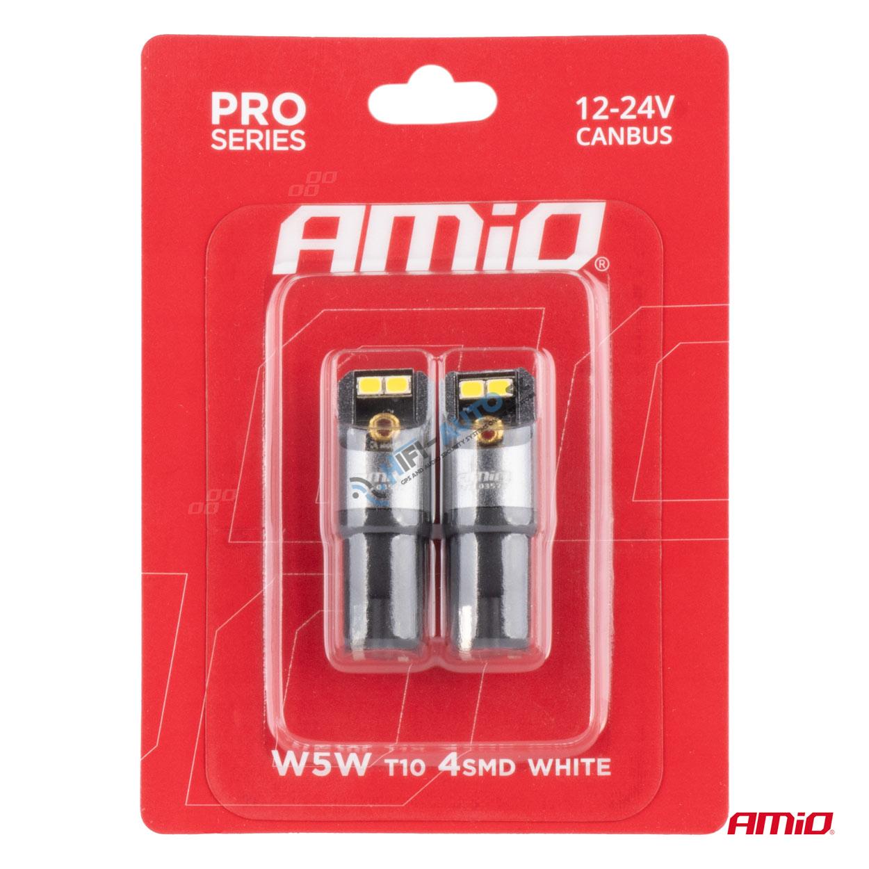 LED žiarovka CANBUS PRO T10 W5W 4x2016 SMD biele 12V 24V