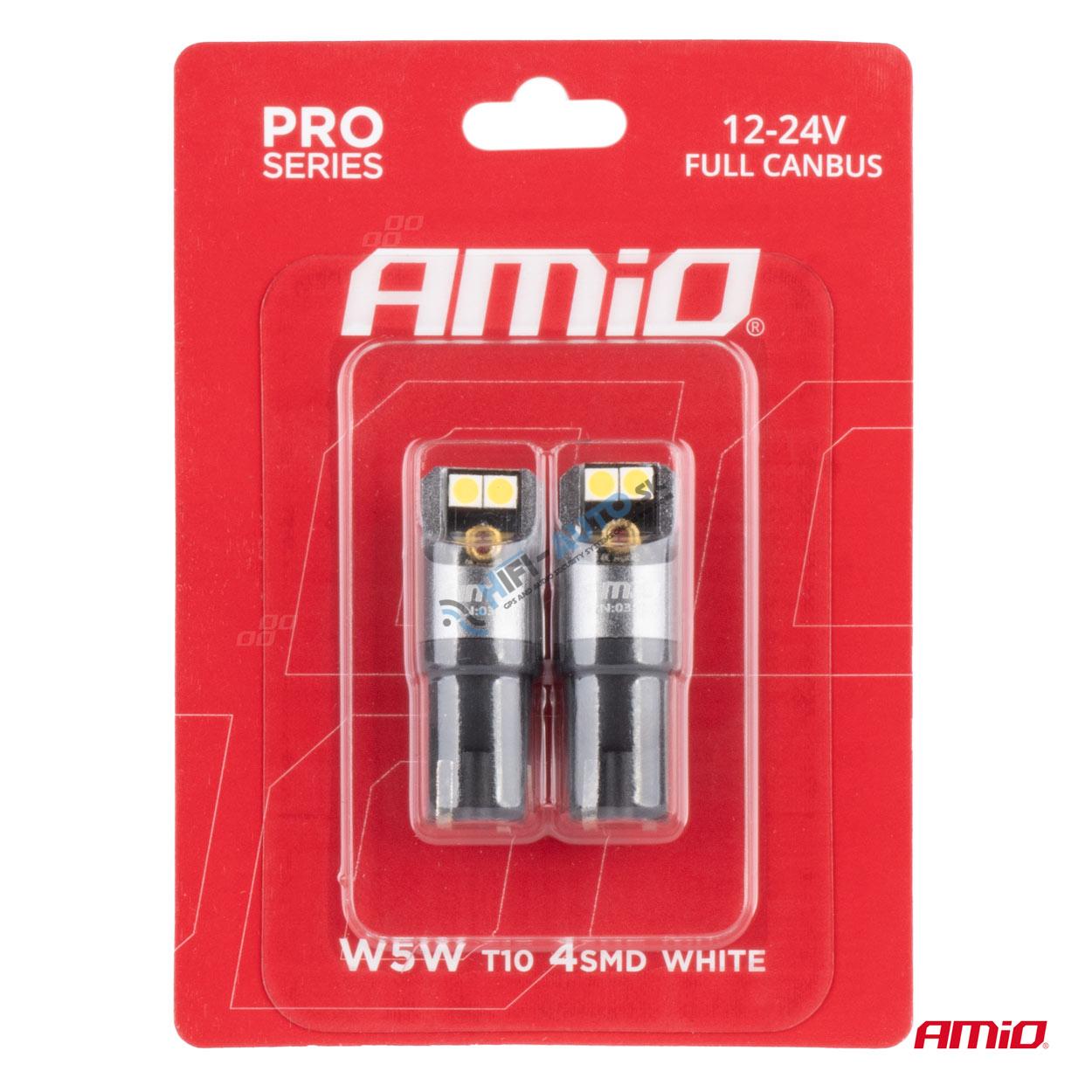 LED žiarovka FULL CANBUS PRO T10 W5W 4x3030 SMD biele 12V 24V