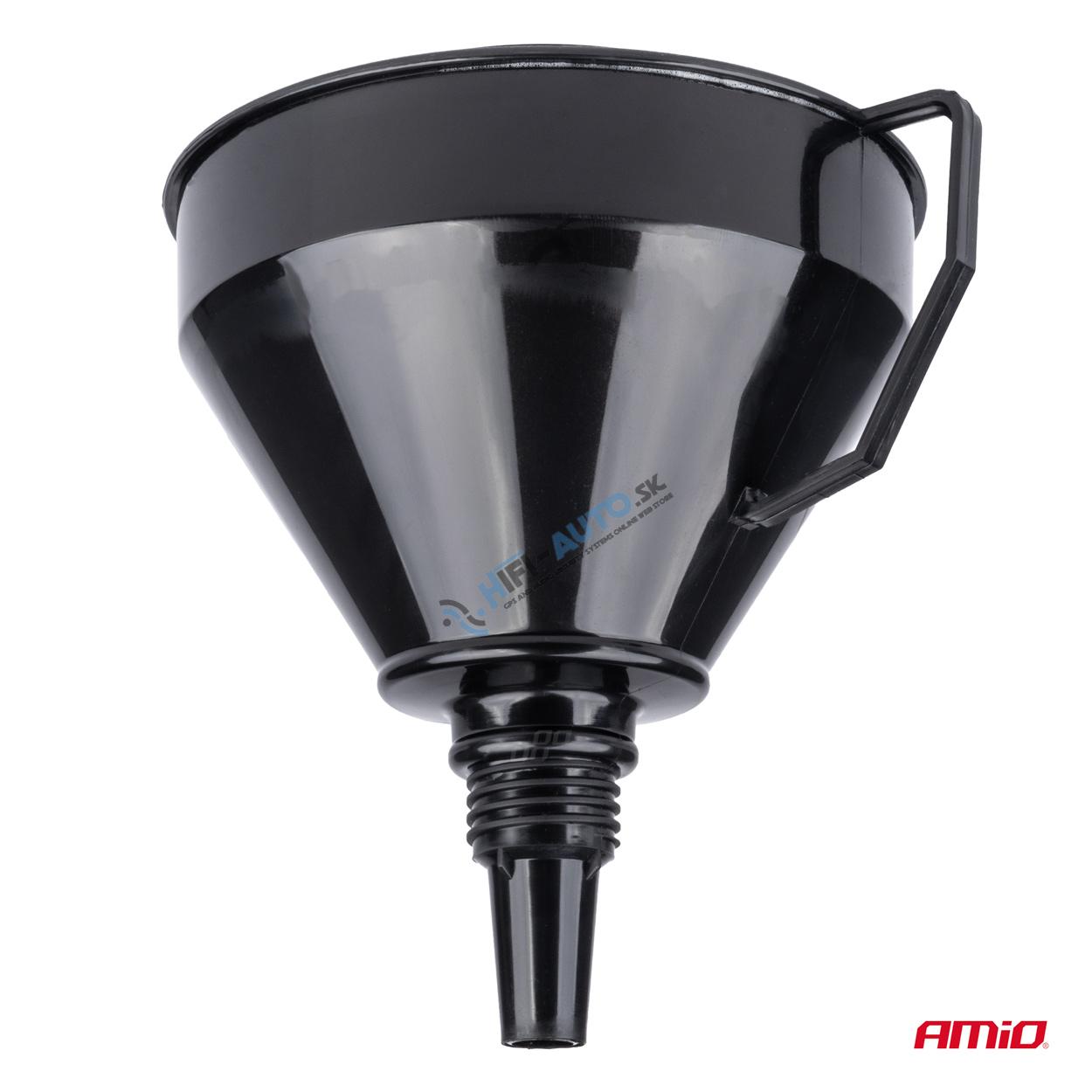 Flexibilný čierny univerzálny lievik so sitkom na kvapalné palivo vodu 16 cm