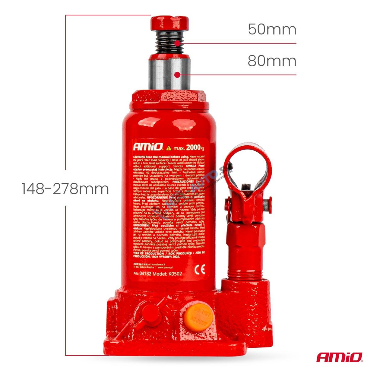 Hydraulický piestový zdvihák 2T v PVC boxe AMIO