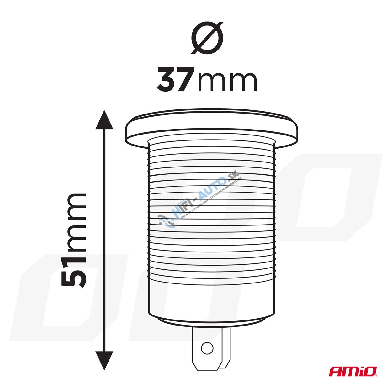 Vodotesná nabíjačka na telefón s MODRÝM LED podsvietením 2xUSB QC3.0 12/24V