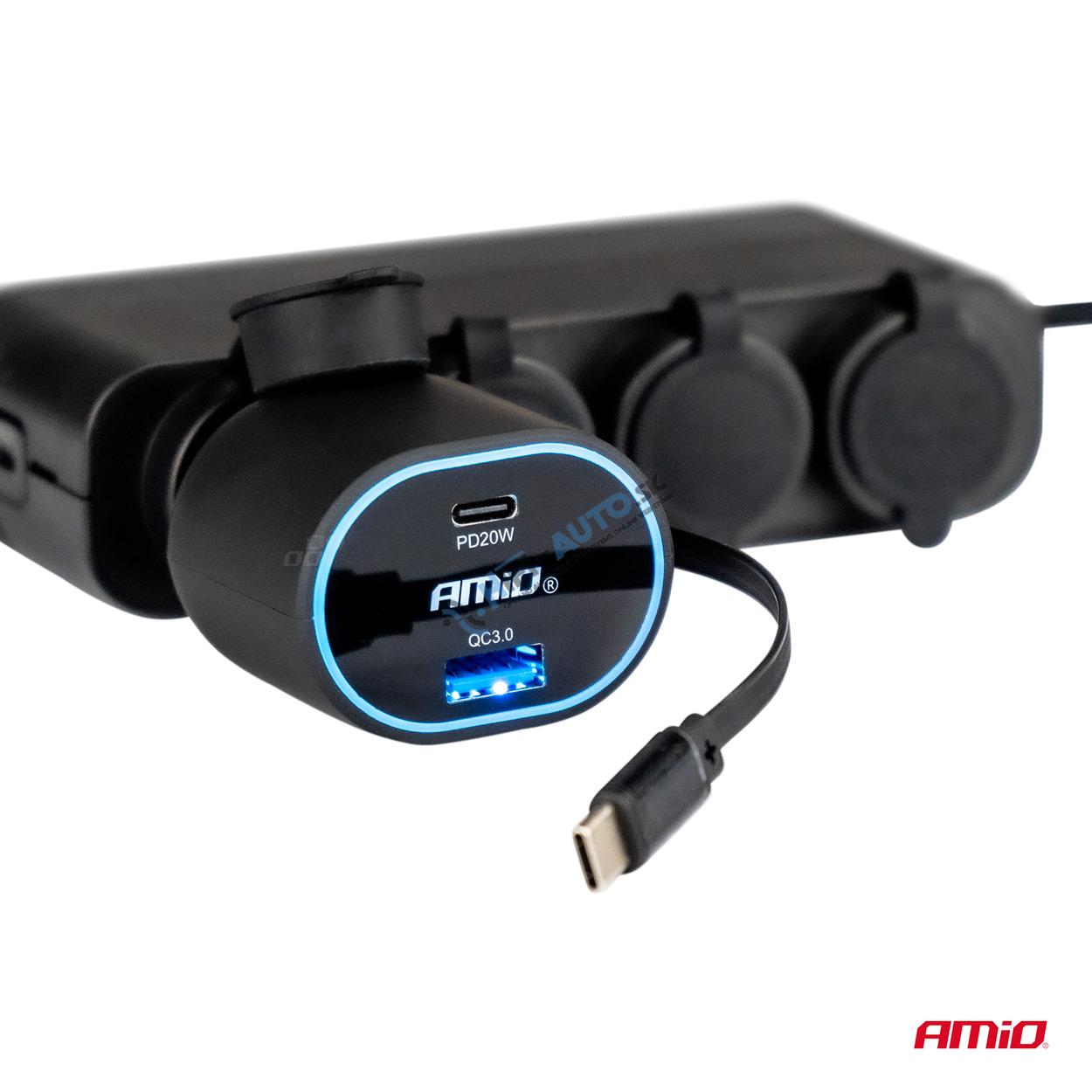 Rýchla autonabíjačka 3.0 s 30W C navíjacím káblom PD20W