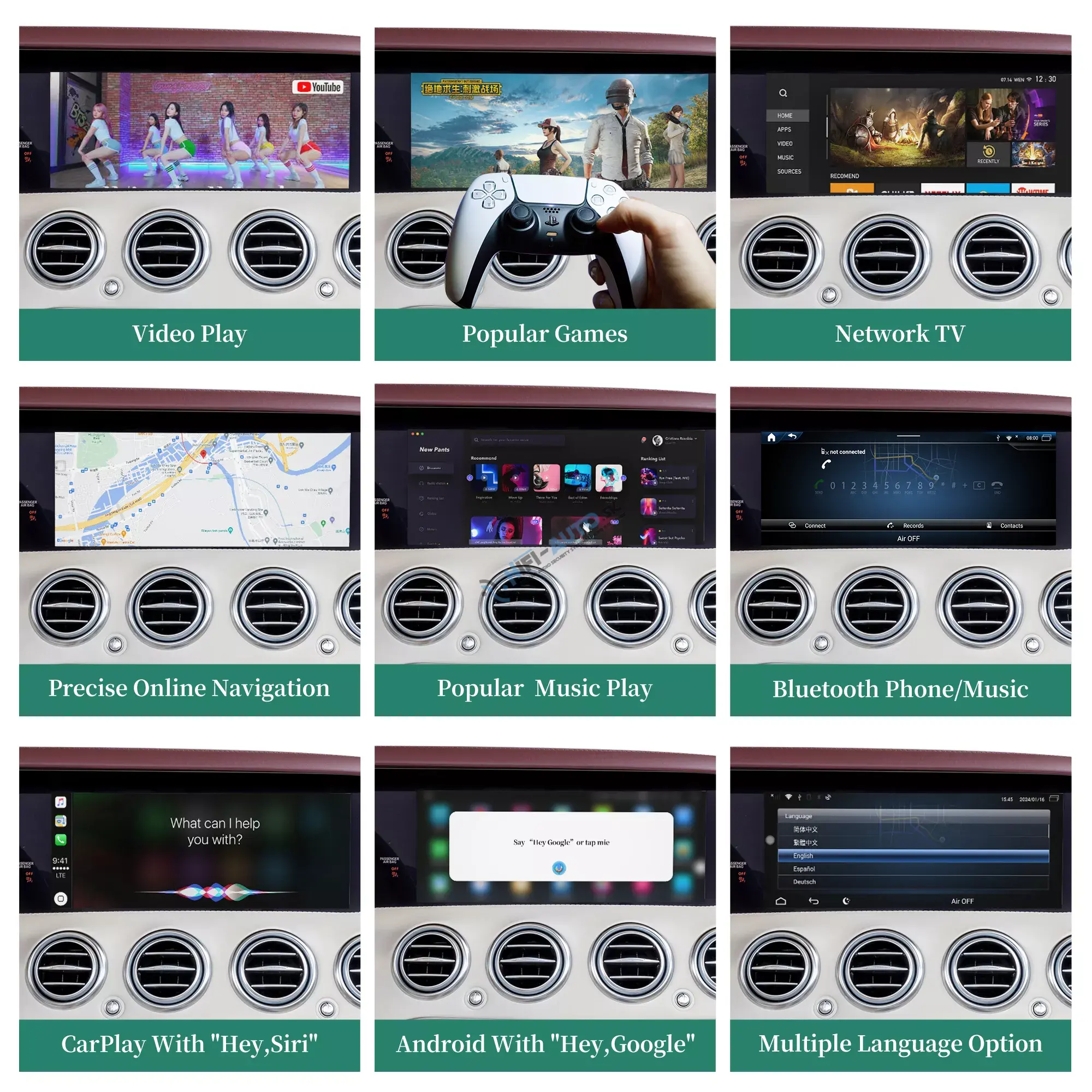 Android Auto + CarPlay + Android pre Mercedes CLS, E, G, S, 