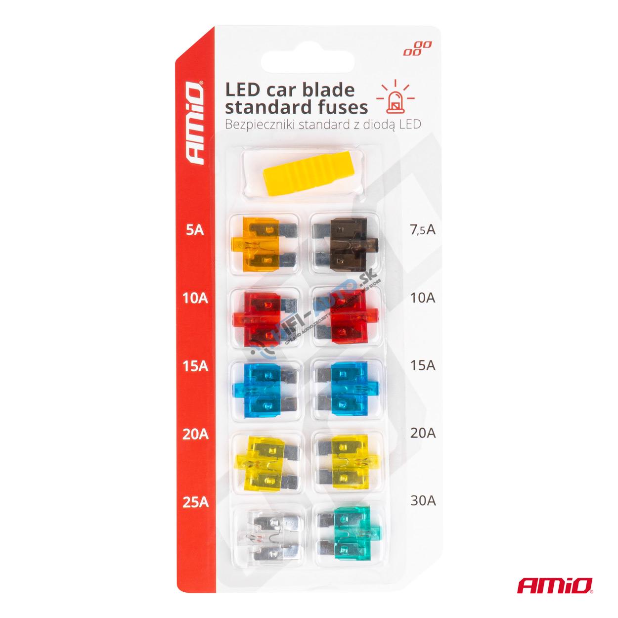 Autopoistky nožové štandard s led diódou 10 ks