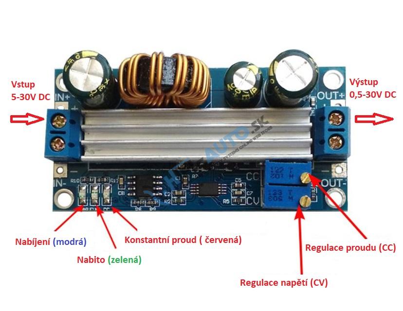 Nastaviteľný menič step-up/down CC/CV 3A 5-30V