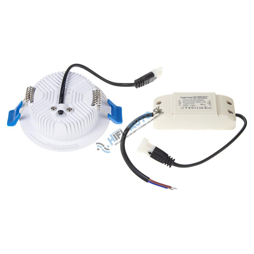 LED podhľadové svetlo 7W, ø90mm, 3000K
