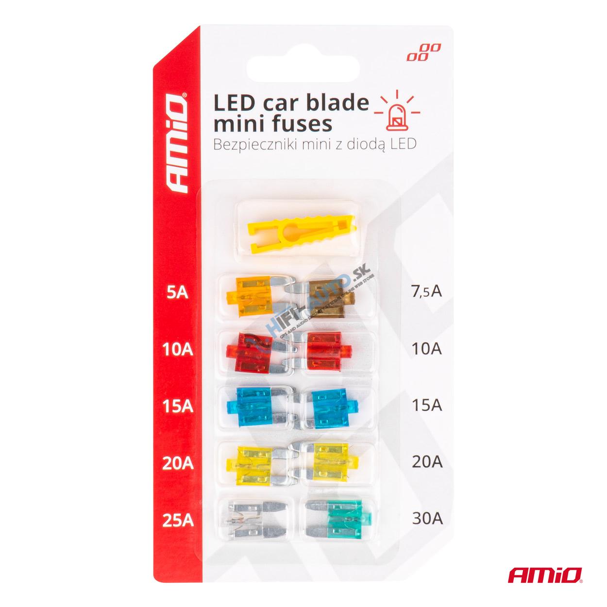 Autopoistky nožové mini s led diódou 10 ks 