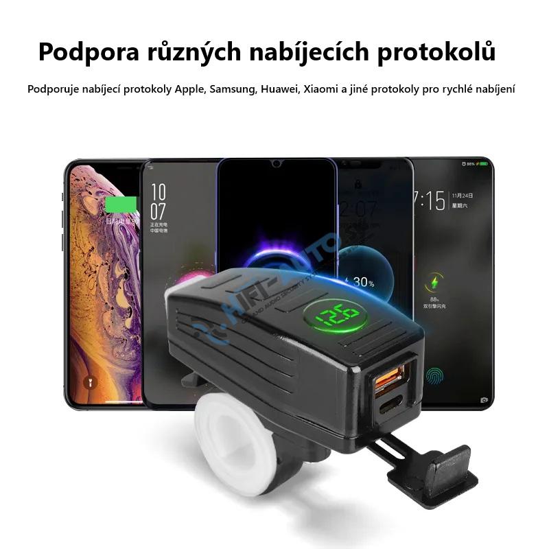 USB/USB-C nabíjačka s voltmetrom na motocykel