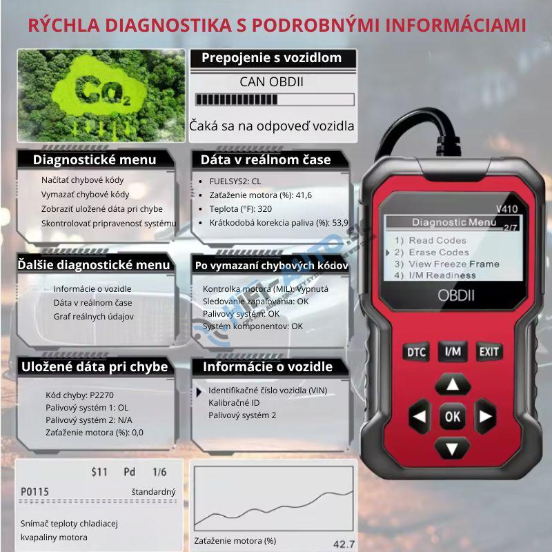 Univerzálna autodiagnostika OBD2 – čítačka chybových kódov motora