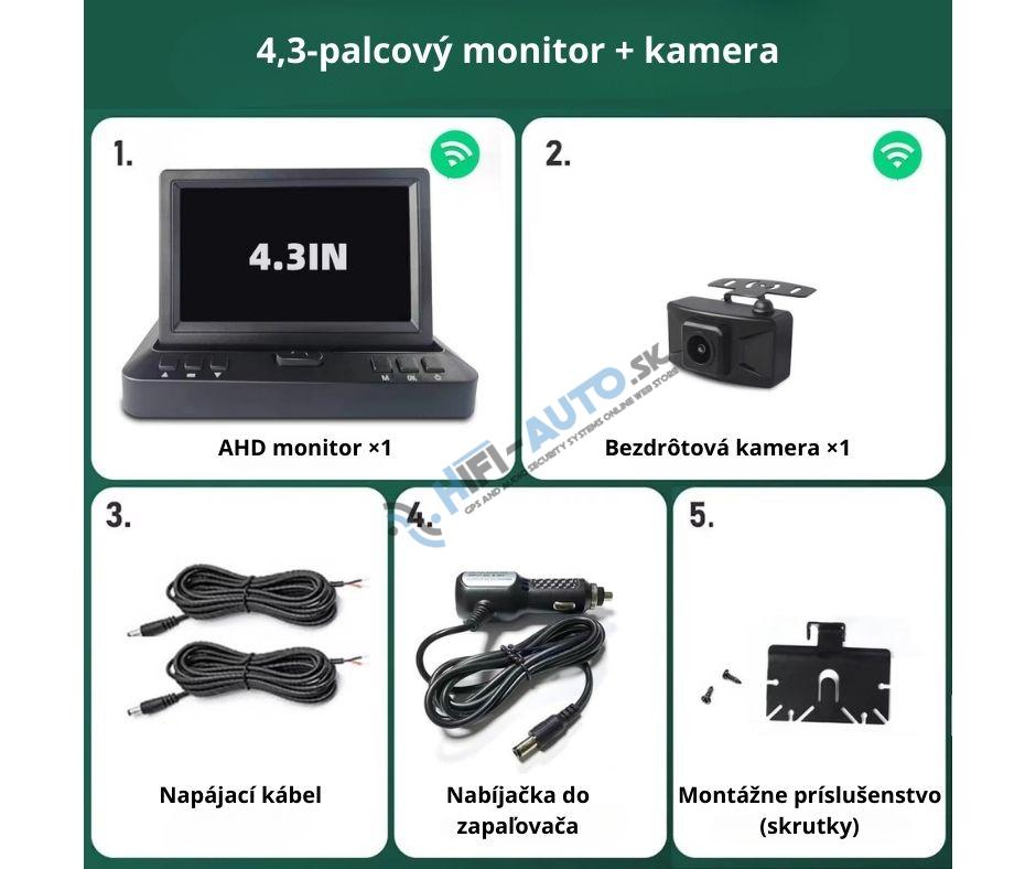 AHD bezdrôtový digitálny kamerový systém 12-36V + 4,3" monitor
