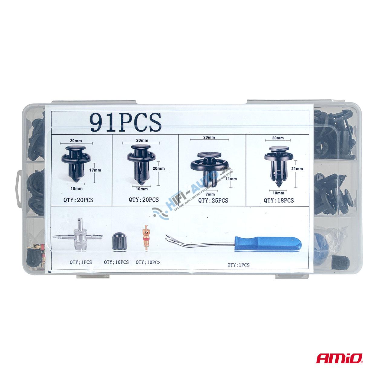 Spony a príchytky na čalúnenie vozidiel 83+18 ks s nástrojmi