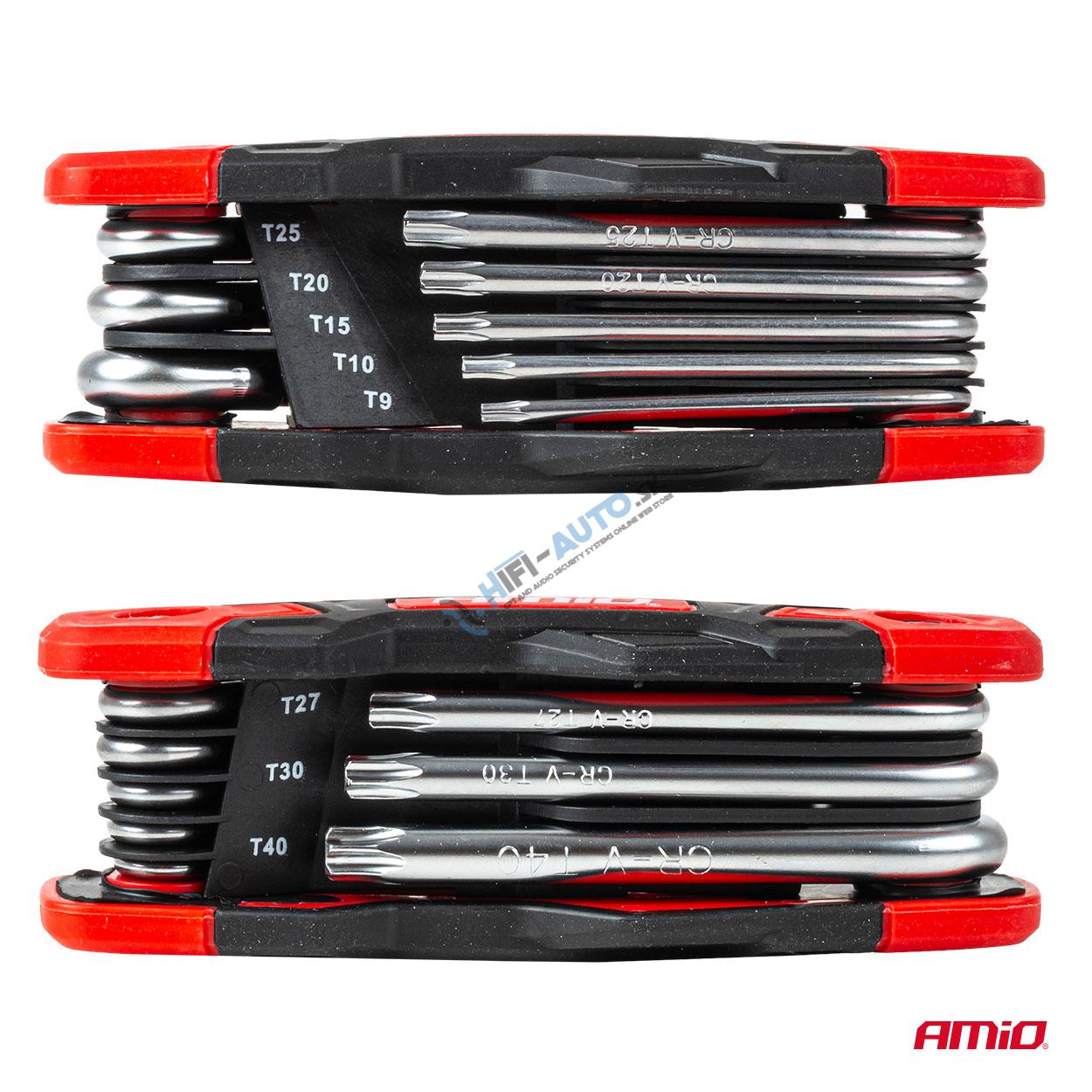 Torx kľúče, skladacie, 8ks, CRV