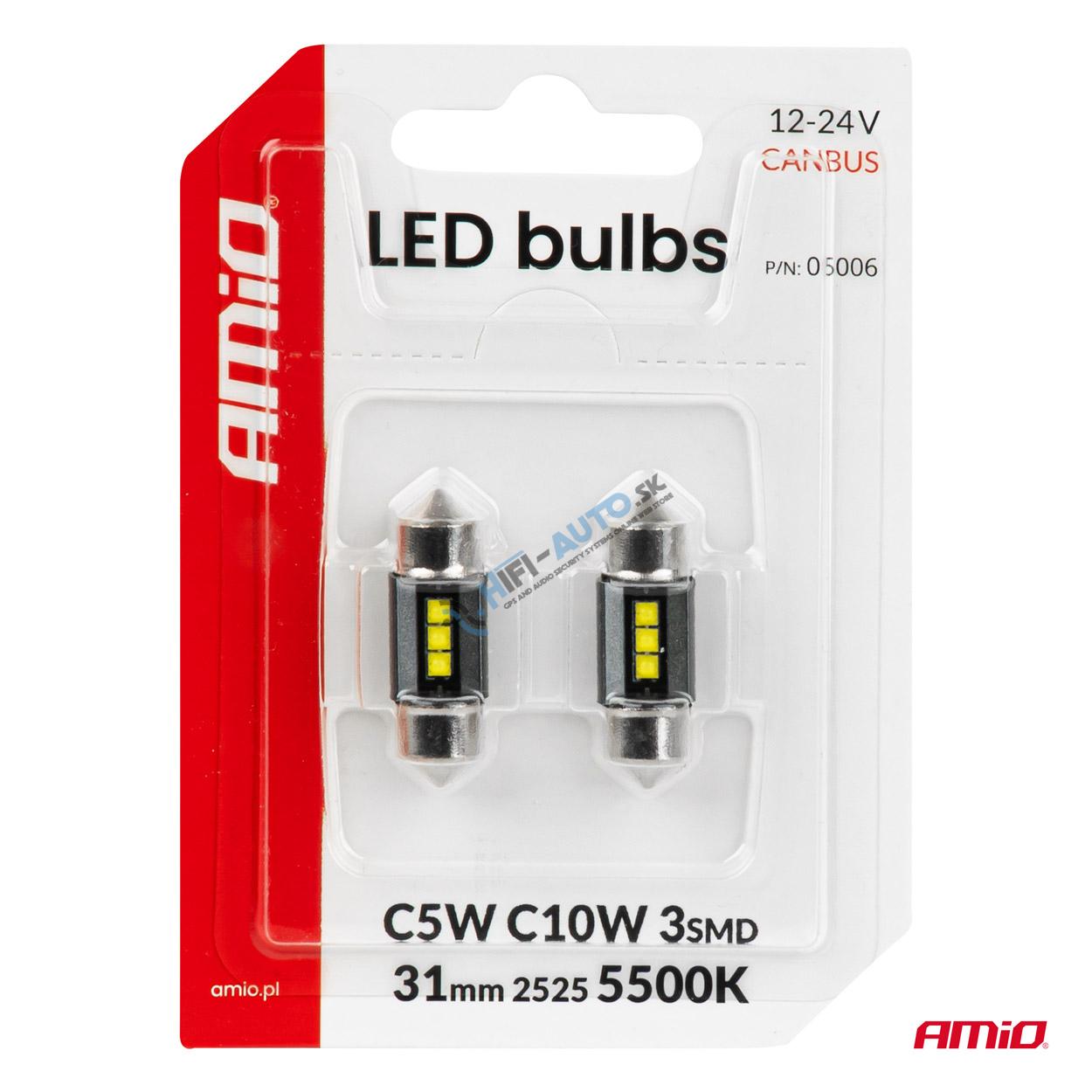 LED žiarovky CANBUS 31mm 2525 3SMD White 12/24V