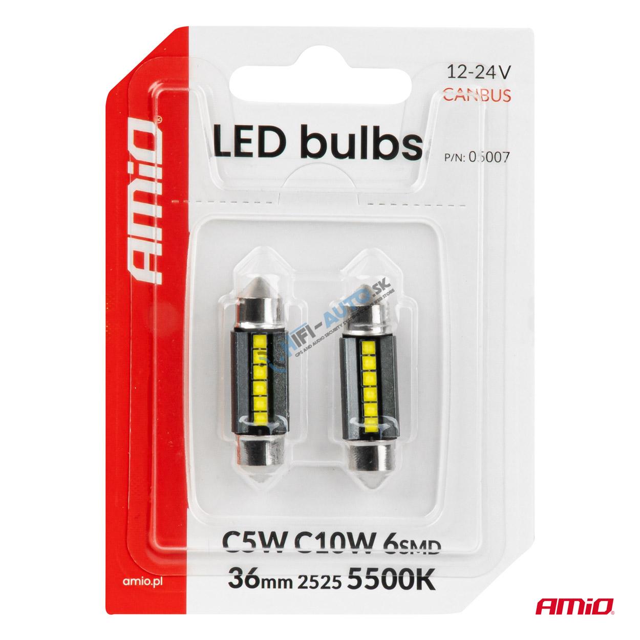LED žiarovky CANBUS 36mm 2525 6SMD White 12/24V 
