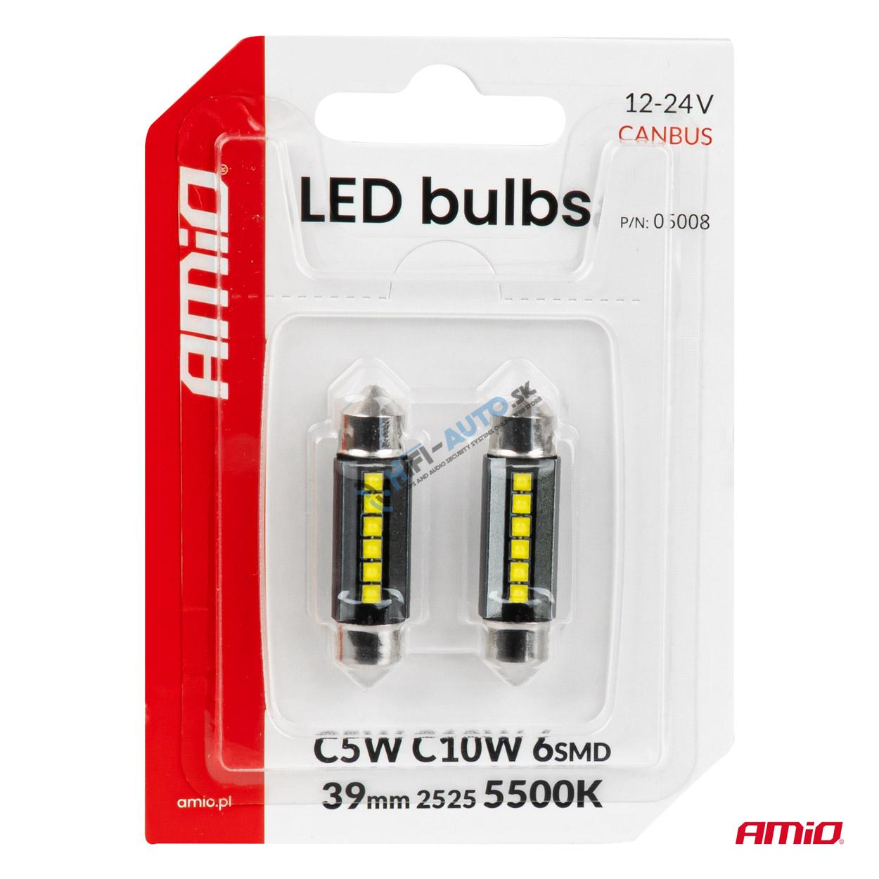 LED žiarovky CANBUS 39mm 2525 6SMD White 12/24V