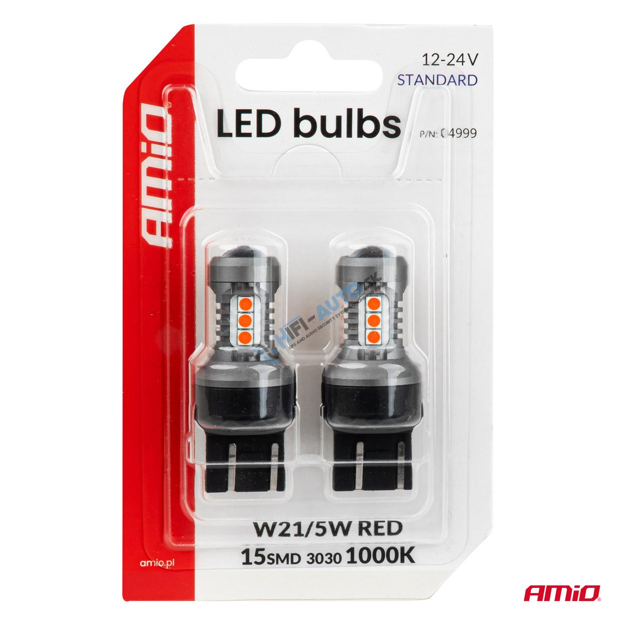 LED žiarovky STANDARD 7443 W21/5W 3030 15SMD Red 12/24V
