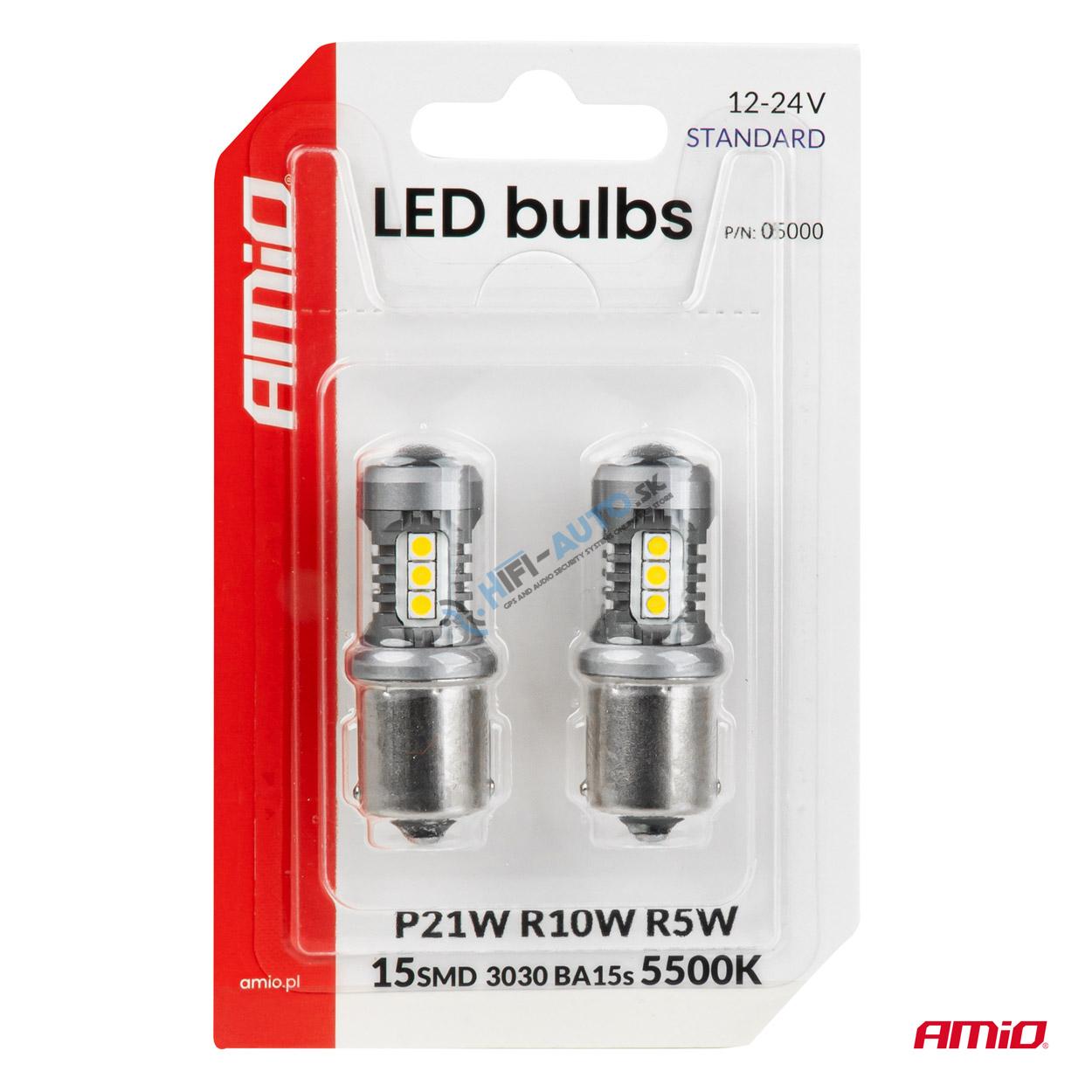 LED žiarovky STANDARD BA15S P21W 3030 15SMD White 12/24V