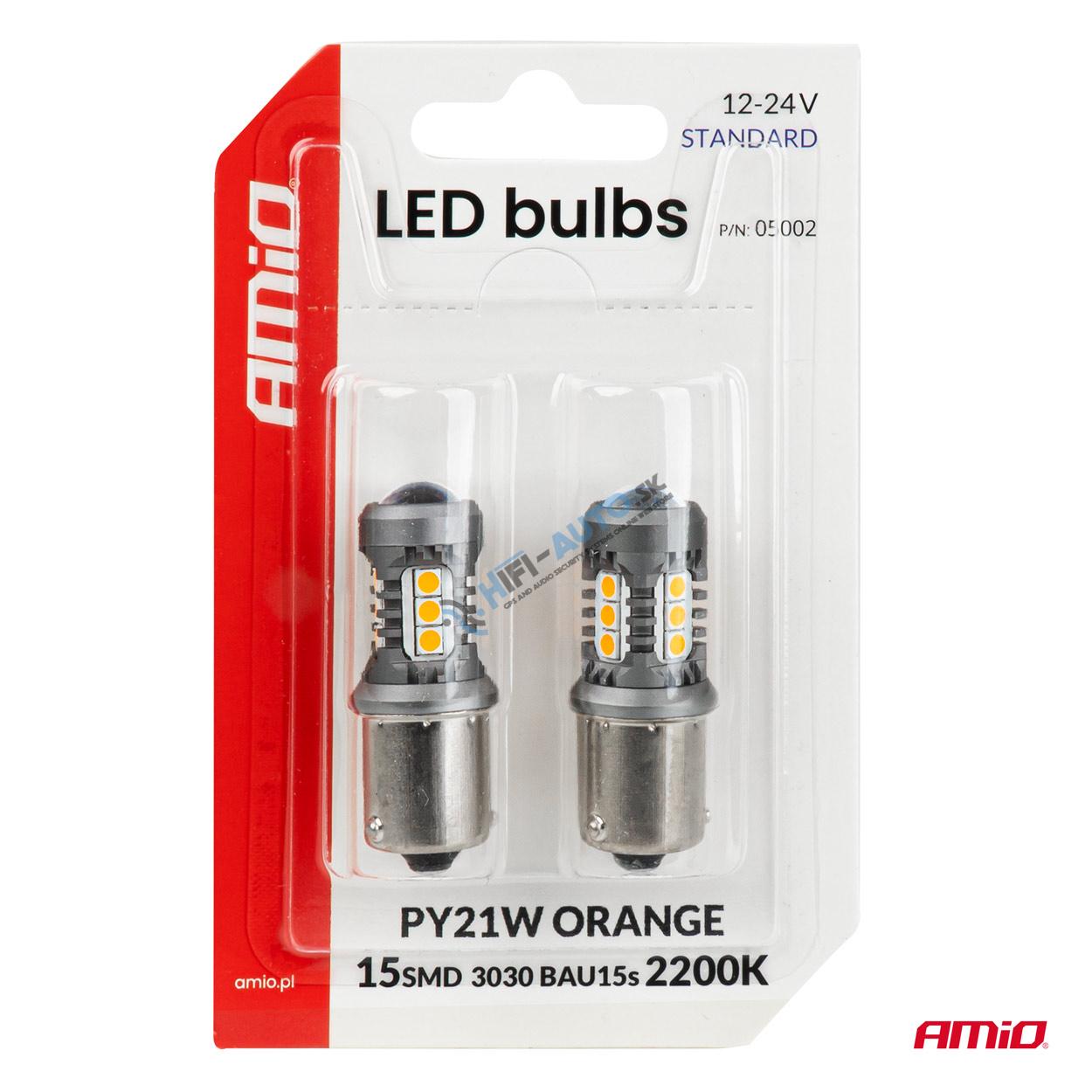 LED žiarovky STANDARD BAU15S PY21W 2x1860SMD 3030 15SMD Orange 12/24V