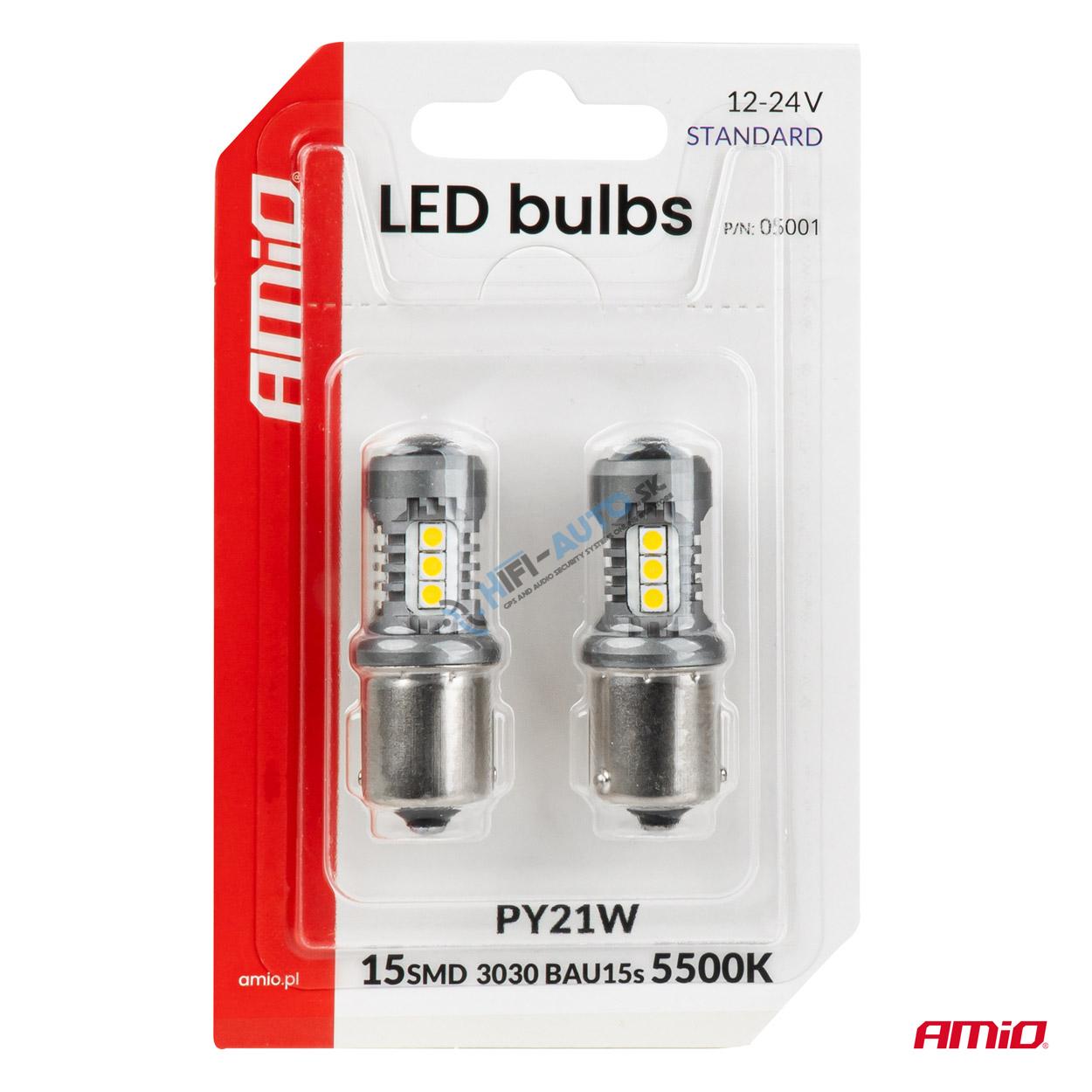 LED žiarovky STANDARD BAU15S PY21W 3030 15SMD White 12/24V