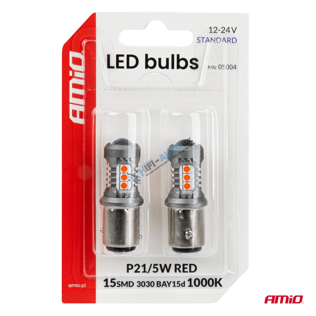 LED žiarovky STANDARD BAY15D P21/5W 3030 15SMD Red 12/24V
