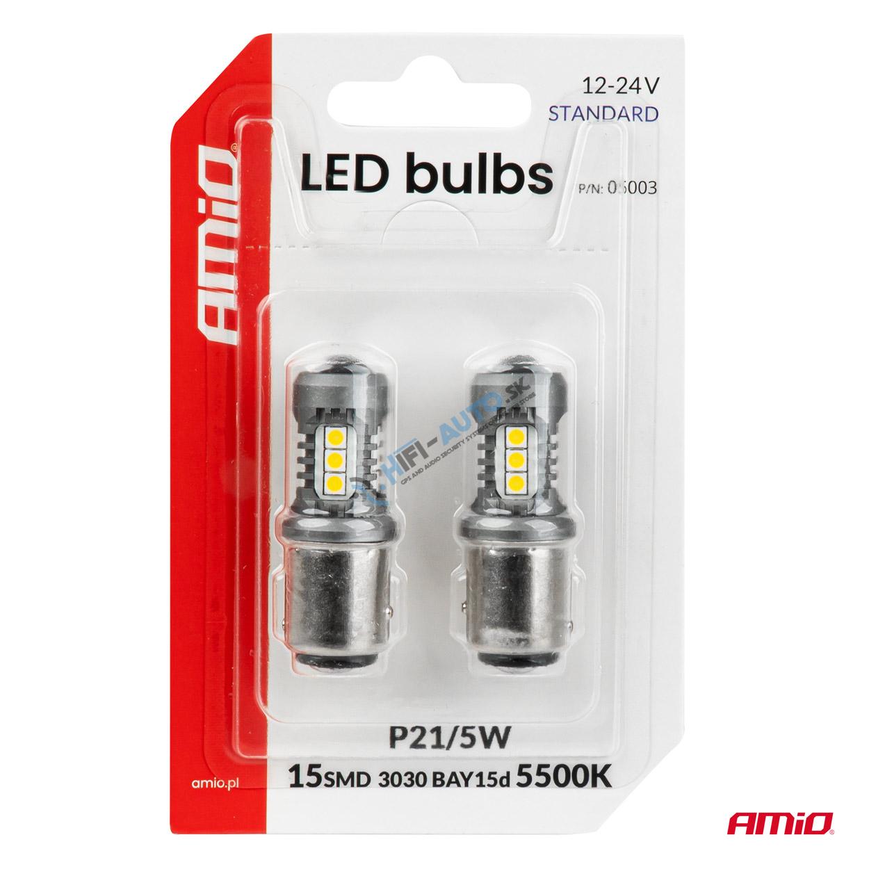 LED žiarovky STANDARD BAY15D P21/5W 3030 15SMD White 12/24V