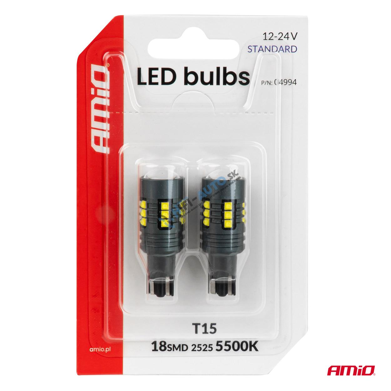LED žiarovky STANDARD T15 2525 18SMD White 12/24V