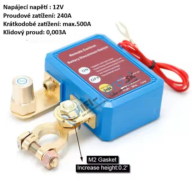 Relé na spínanie batérie 12-24V/240A, diaľkové ovládanie