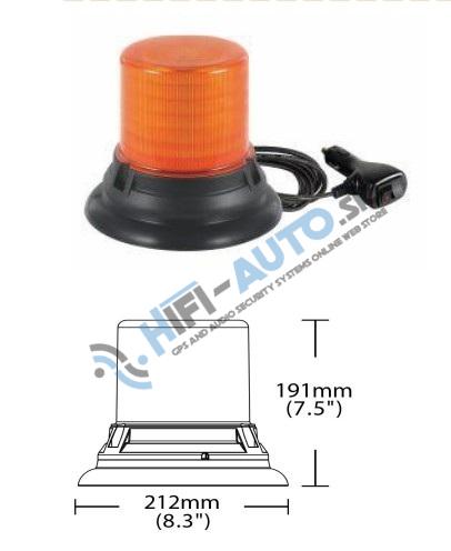 LED maják, 12-48V, 144x1W oranžový, magnet, ECE R65