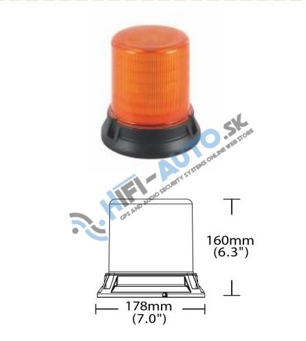 LED maják, 12-48V, 144x1W oranžový, pevná montáž, ECE R65
