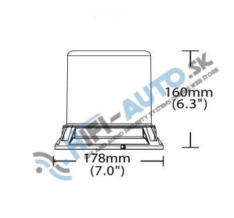 LED maják, 12-48V, 144x1W červený, pevná montáž, ECE R10