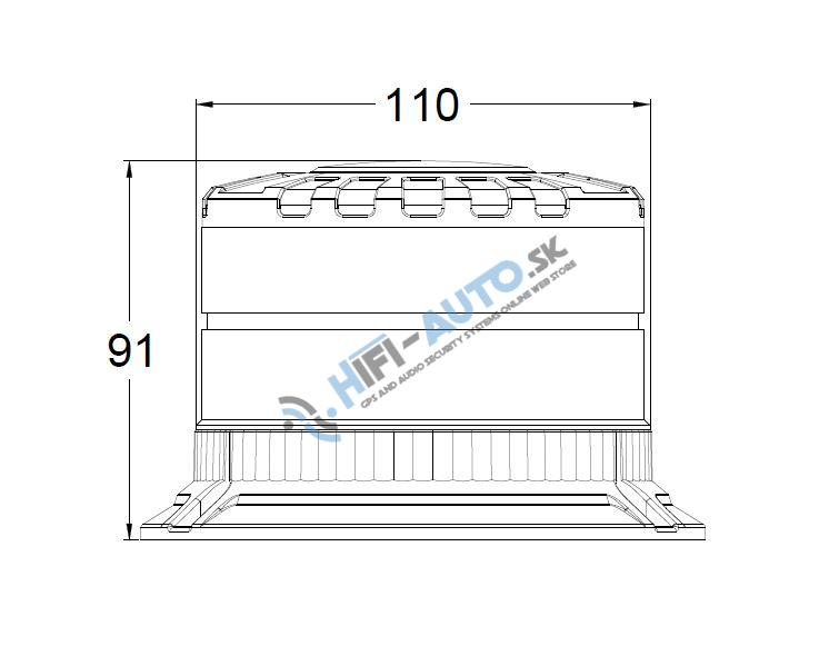 LED maják, 12-24V, 16xLED oranžový, pevná montáž, ECE R65