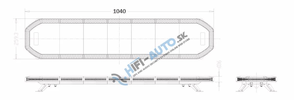 LED rampa 1040mm, oranžová, 12-24V, ECE R65