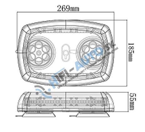 LED rampa oranžová, magnet, 12-24V, 269mm, ECE R65 R10