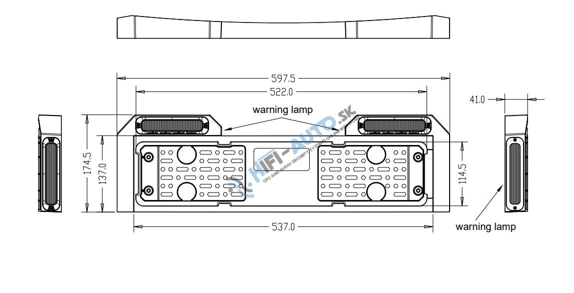 4x PREDATOR 6x4W LED pod ŠPZ, 12-24V, prehnuté, oranžové, ECE R65