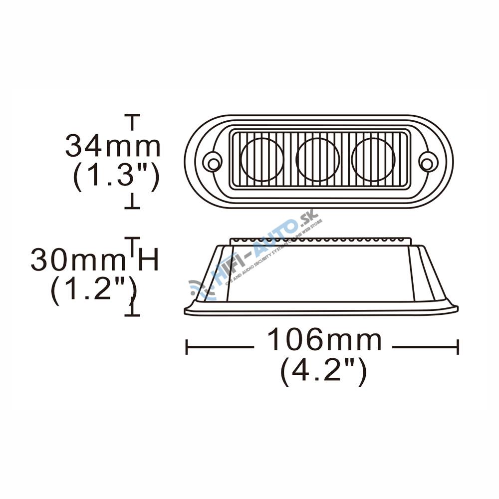 x PREDATOR 3x1W LED, 12-24V, červený, ECE R10
