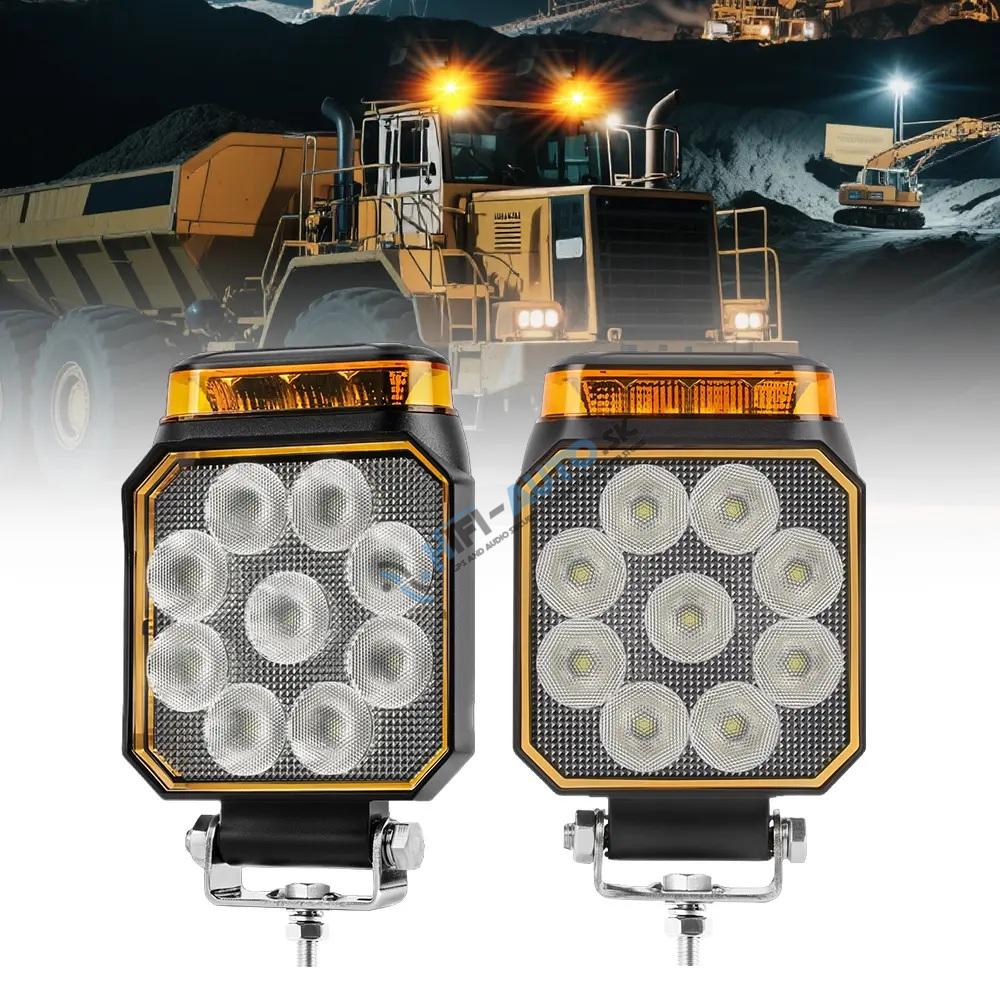 LED svetlo obdĺžnikové biele/oranžové, 14W, 101x127,6mm, ECE R65