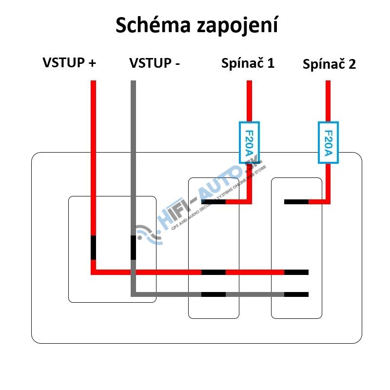 Panel s 2x spínačom + 2x USB + voltmeter