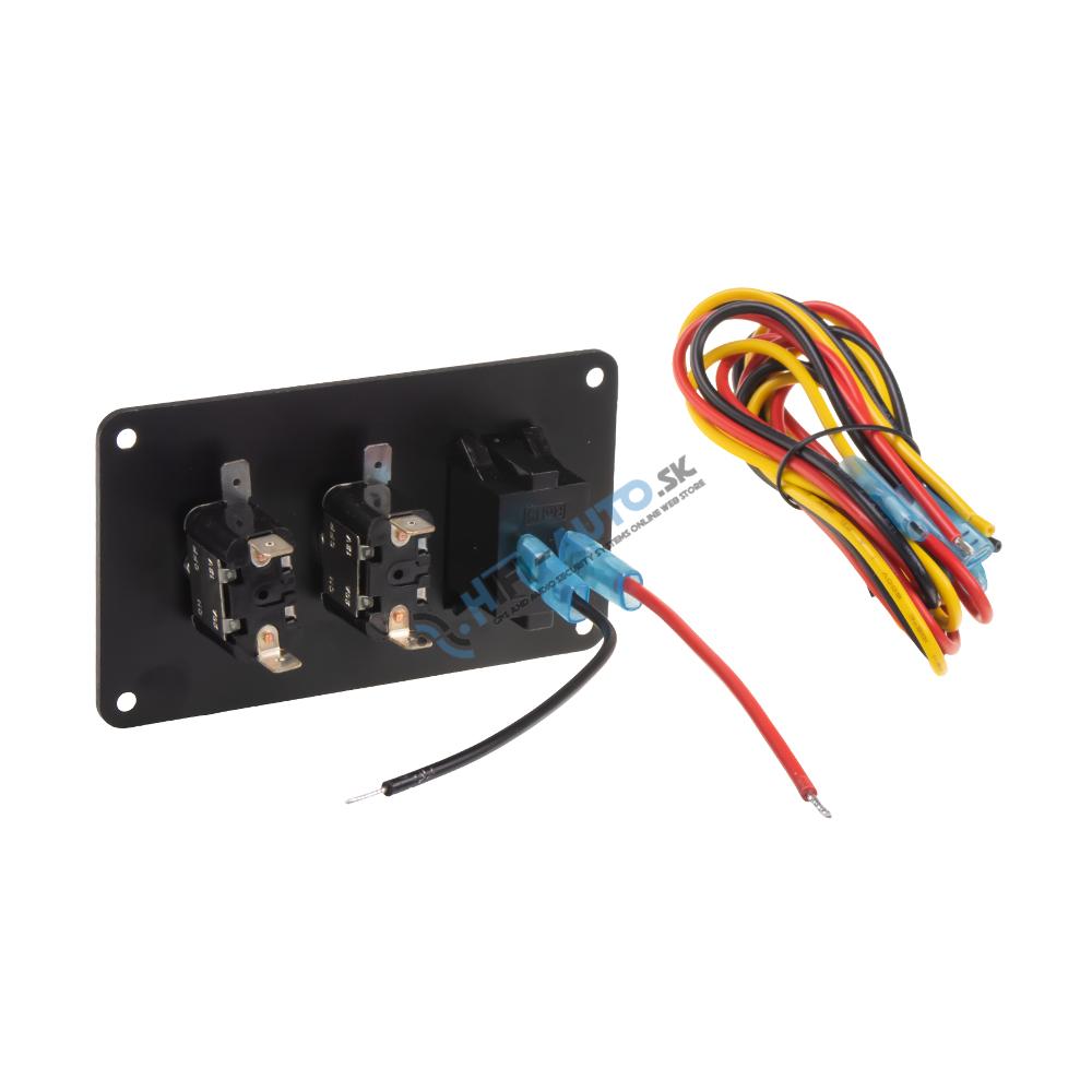Panel s 2x spínačmi + 2x USB, 12V