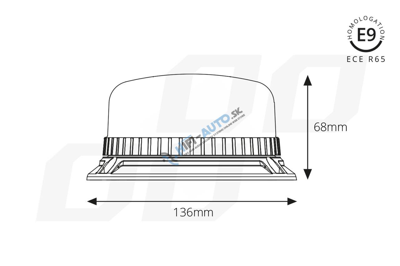 Výstražný maják pevný W03B 3 skrutky R65 R10 36LED 12 / 24V IP56