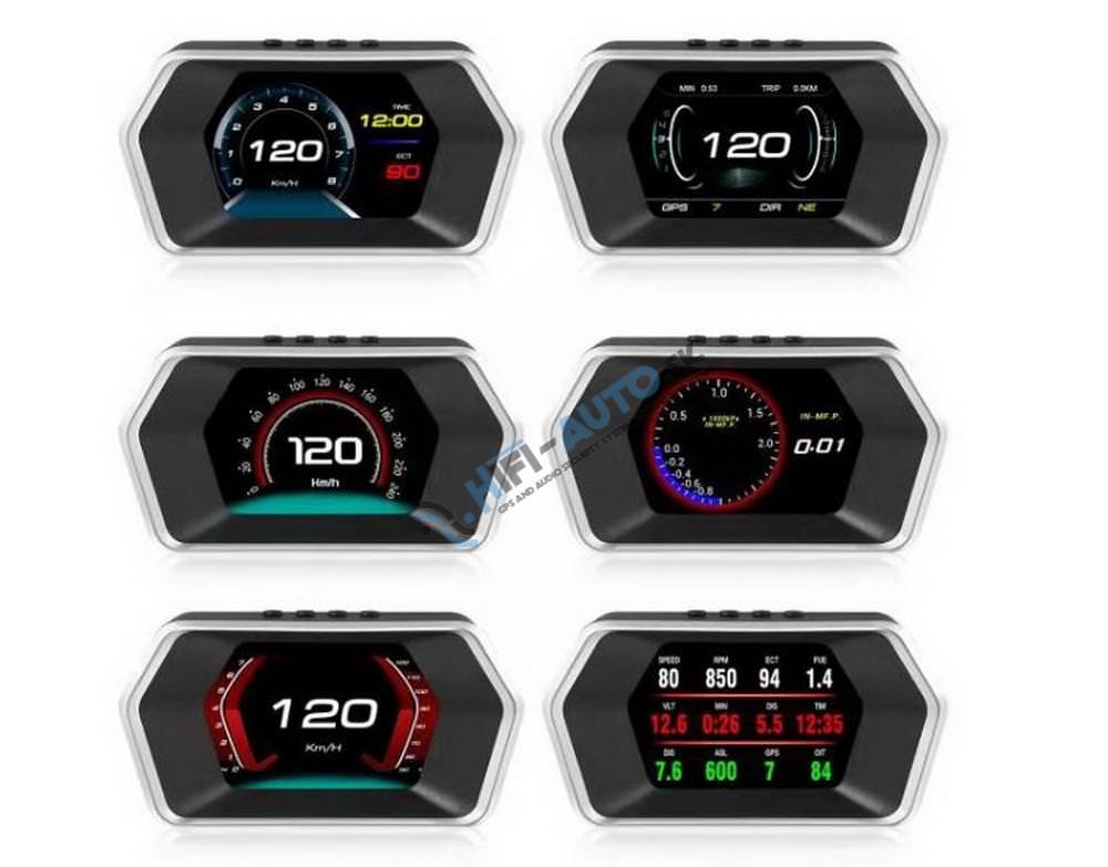 Palubný DISPLEJ LCD, OBDII, GPS s prísavkou