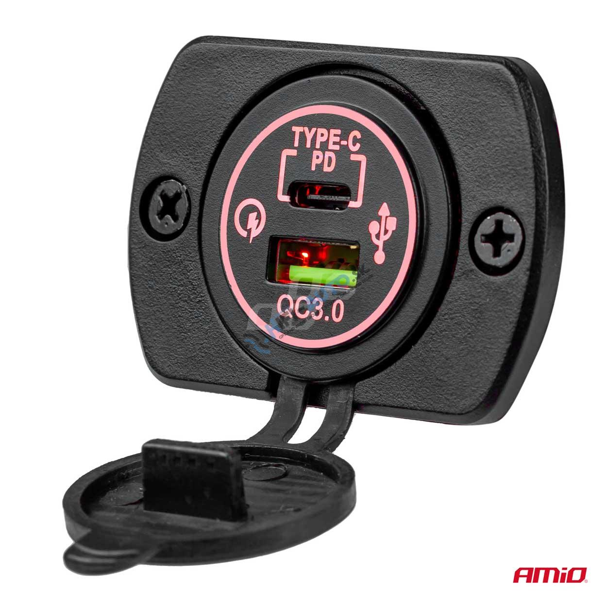 Vodotesná nabíjačka telefónu 2xUSB 12/24V MOD-03