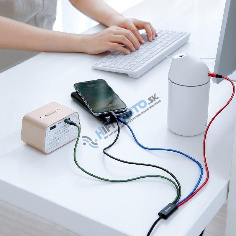 Baseus USB Kábel 4v1 čierny, 1xUSB-C, 2x Lightning, 1xmicro 3,5A 1.2m
