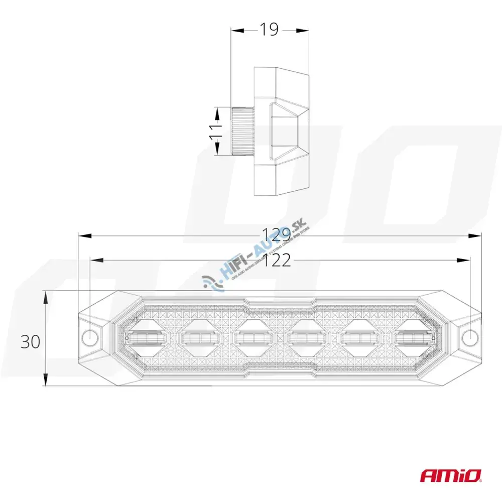 Výstražné osvetlenie oranžové 6x3W LED R65 R10 12/24V IP6K9K