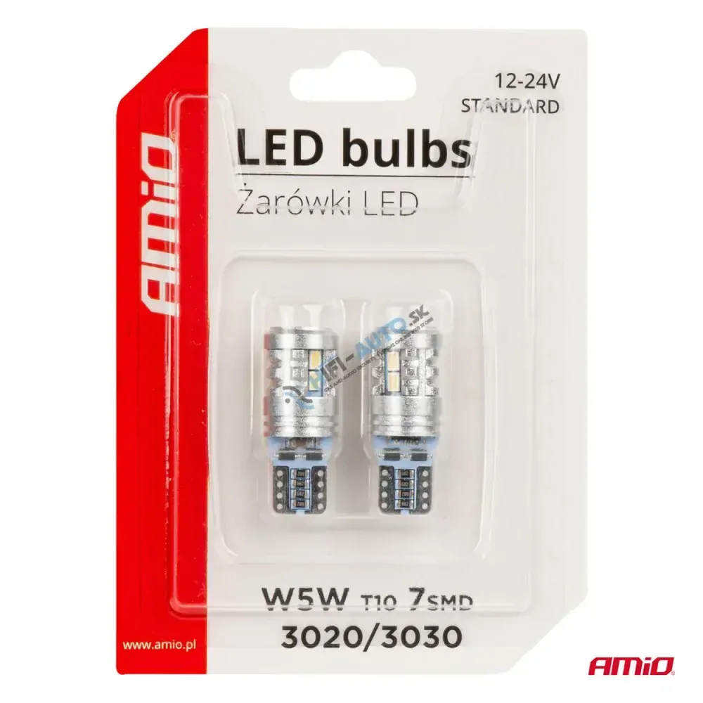LED žiarovka STANDARD T10 W5W 6x3020 + 1x3030 SMD White 12V/24V