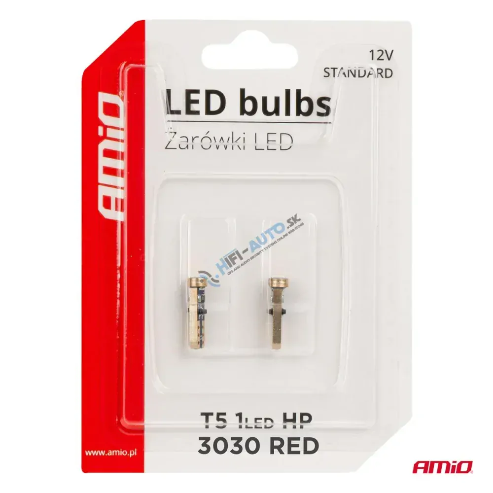 LED žiarovka STANDARD Red T5 12V 3030 1LED HP