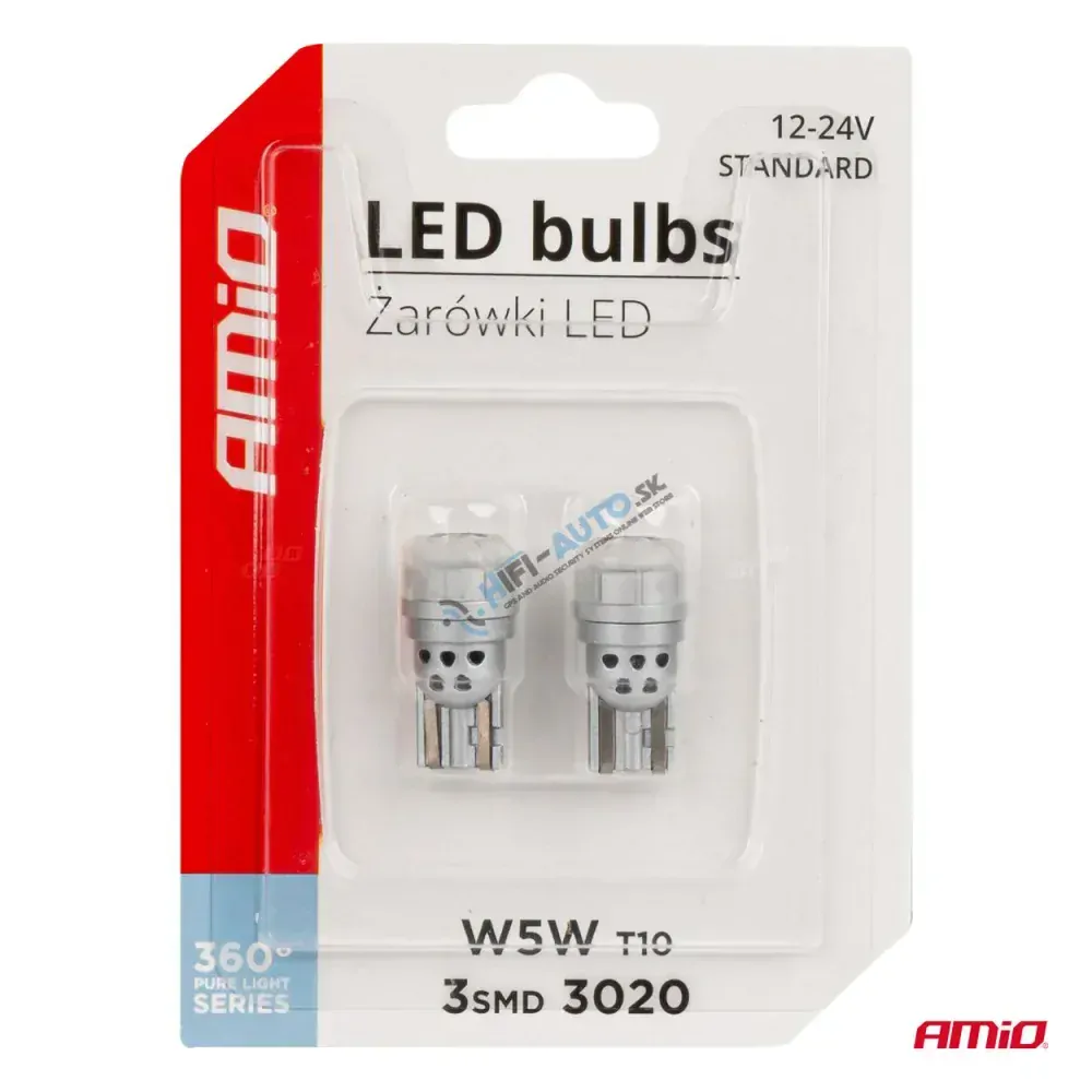 LED žiarovka 360 Pure Light Series STANDARD T10 W5W 3x3020 SMD White 12V/24V