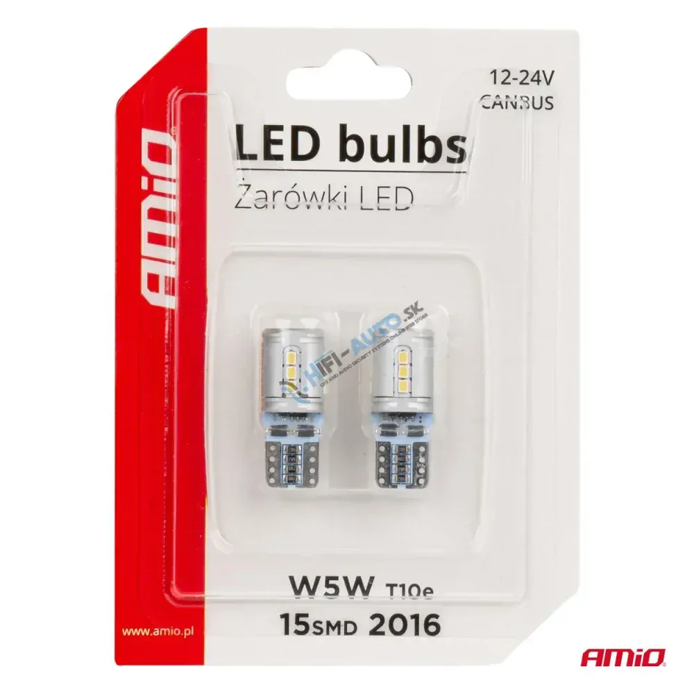 LED žiarovka CANBUS T10e W5W 15x2016 SMD White 12V/24V
